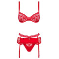 Obsessive - Heartina - Rødt Undertøysett med Blonder Siste Sjangse! Kun 1 igjen