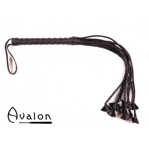 Avalon - GEHERIS - Svart Ni-halet flettet Flogger med Lærstjernetupper