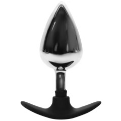 BQS - Metall Buttplug med Avlang Silikonstopper - Large