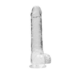 Realrock – Crystal Clear – Realistisk Dildo med Pung – Transparent - 23 cm