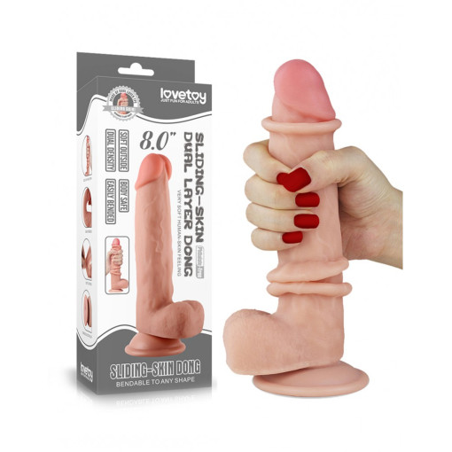 Lovetoy - 8" Sliding Skin Dildo - Lys Hudfarge Lovetoy - 8" Sliding Skin Dildo - Lys Hudfarge