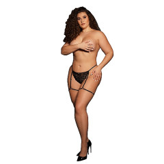 Le Désir Belle - Marie - Stringtruse med Blonder og Strømpebånd - Queen Size - XL - 3XL