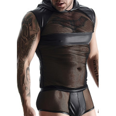 Regnes Fetish Planet - Wetlook/Netting Skjorte med Hette for Han