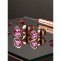BQS - Buttplugg i rosegull metall med rosa krystall - Small