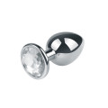 BQS - Buttplugg i metall med blank krystall - Medium BQS - Buttplugg i metall med blank krystall - Medium