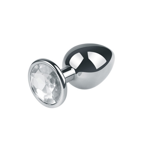 BQS - Buttplugg i metall med blank krystall - Medium BQS - Buttplugg i metall med blank krystall - Medium