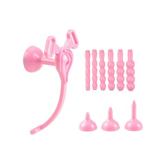 BQS - Rosa Kyskhetsbelte med Utskiftbare Penisplugger og Hetter