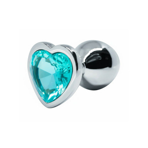BQS - Buttplug med Hjertekrystall - Lys Blå - Medium BQS - Buttplug med Hjertekrystall - Lys Blå - Medium