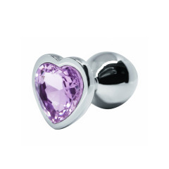 BQS - Buttplug med Hjertekrystall - Lilla - Medium