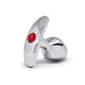 BQS - Metallbuttplug med avlang stopper - Rød Krystall - Small BQS - Metallbuttplug med avlang stopper - Rød Krystall - Small
