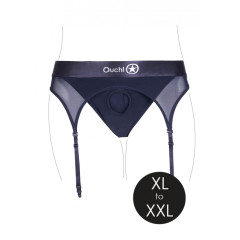 Ouch! Vibrating Strap-on Thong med Strømpebånd - XL/XXL