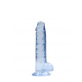 Realrock – Crystal Clear – Realistisk Dildo med Pung – Blå - 17 cm