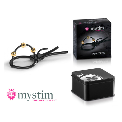 Mystim - Pearly Pete - Corona Strap med gullkuler