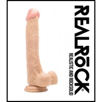 RealRock - 10" Dildo med Pung og Sugekopp, Natur