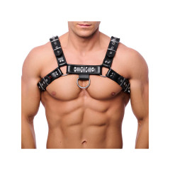 Red Leather - Harness i lær - Sort L/XL