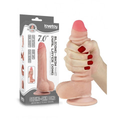 Lovetoy - 7" Sliding Skin Dildo - Lys Hudfarge